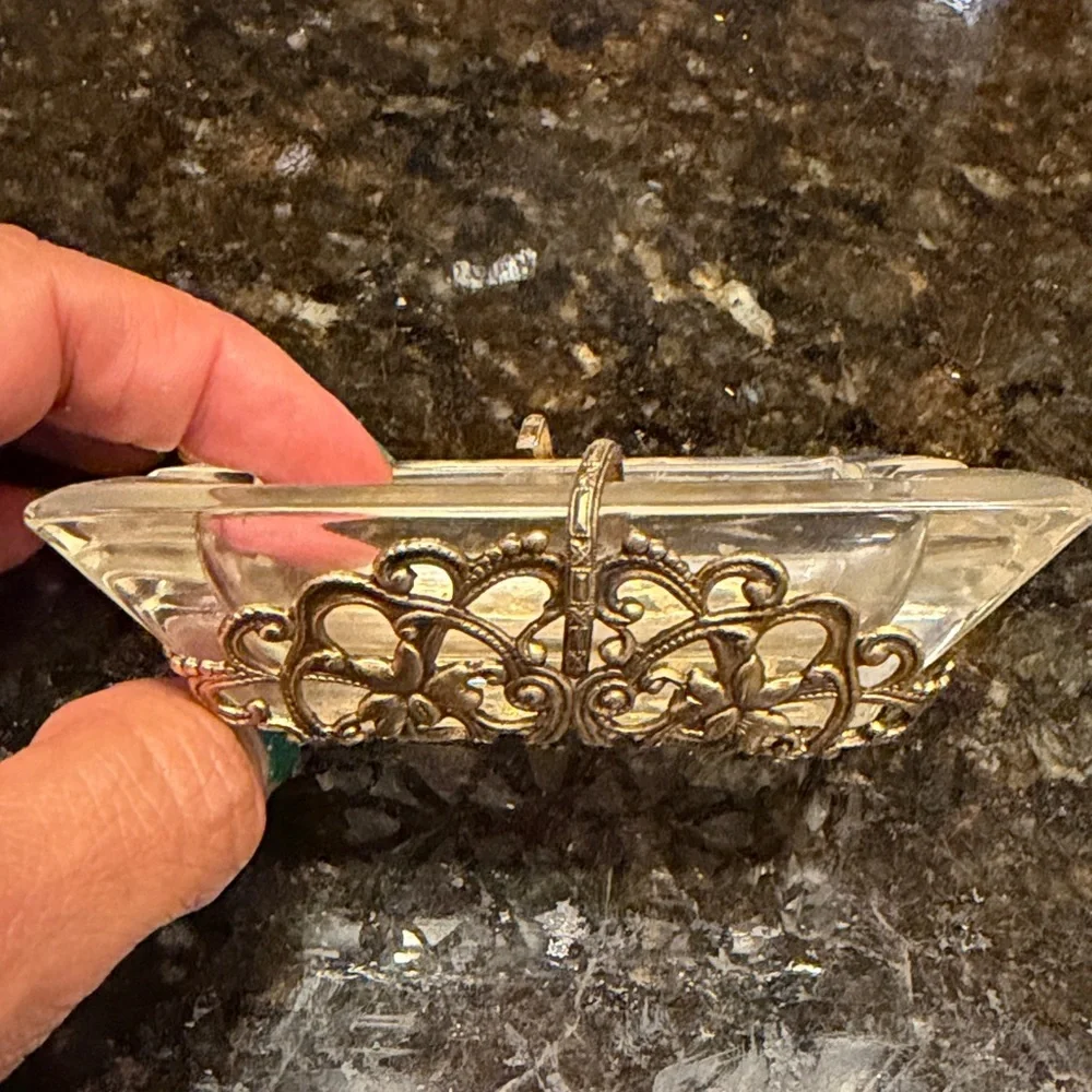 VTG Hollywood Regency Filigree Glass Ashtray